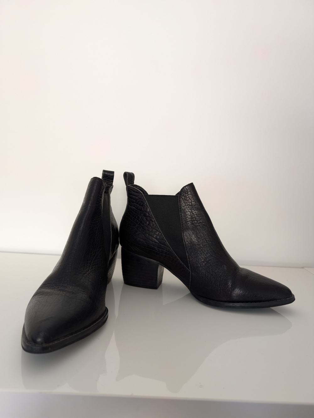 Sol Sana Black Leather Chelsea Ankle Boots Size 40
